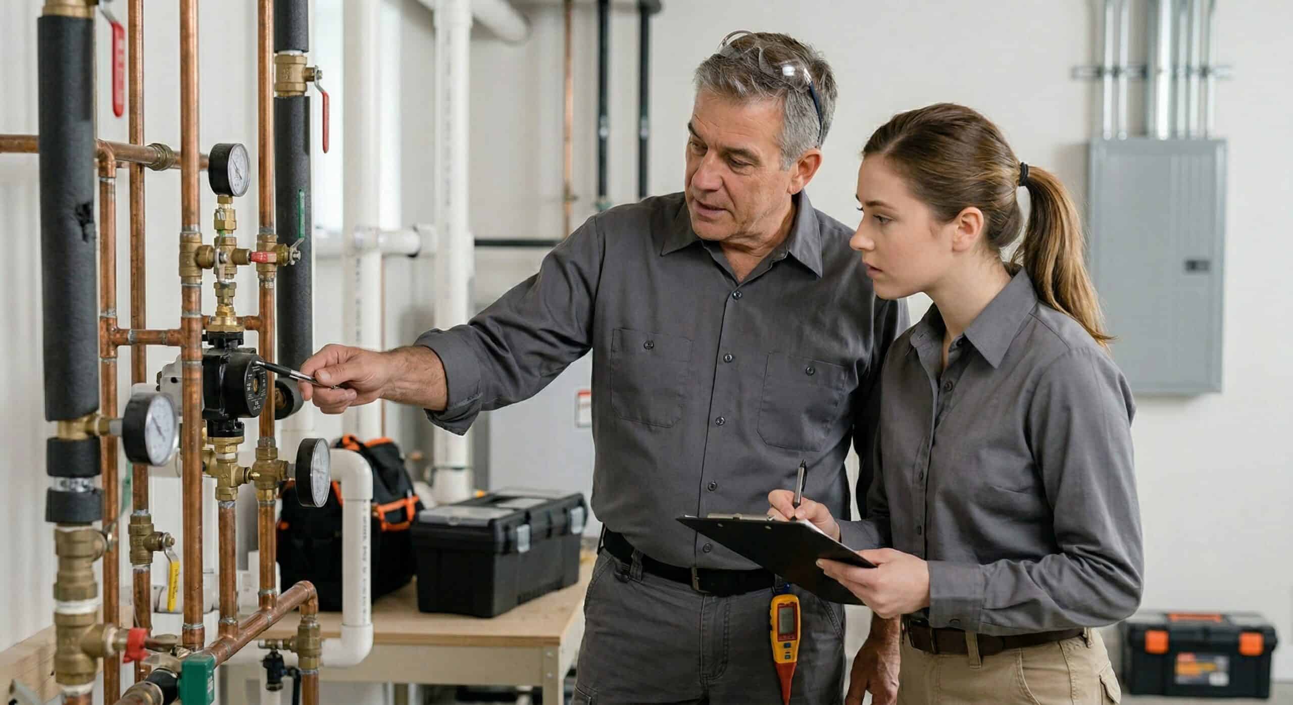 Home inspector and trainee conducting a ride-along inspection in Northern Virginia