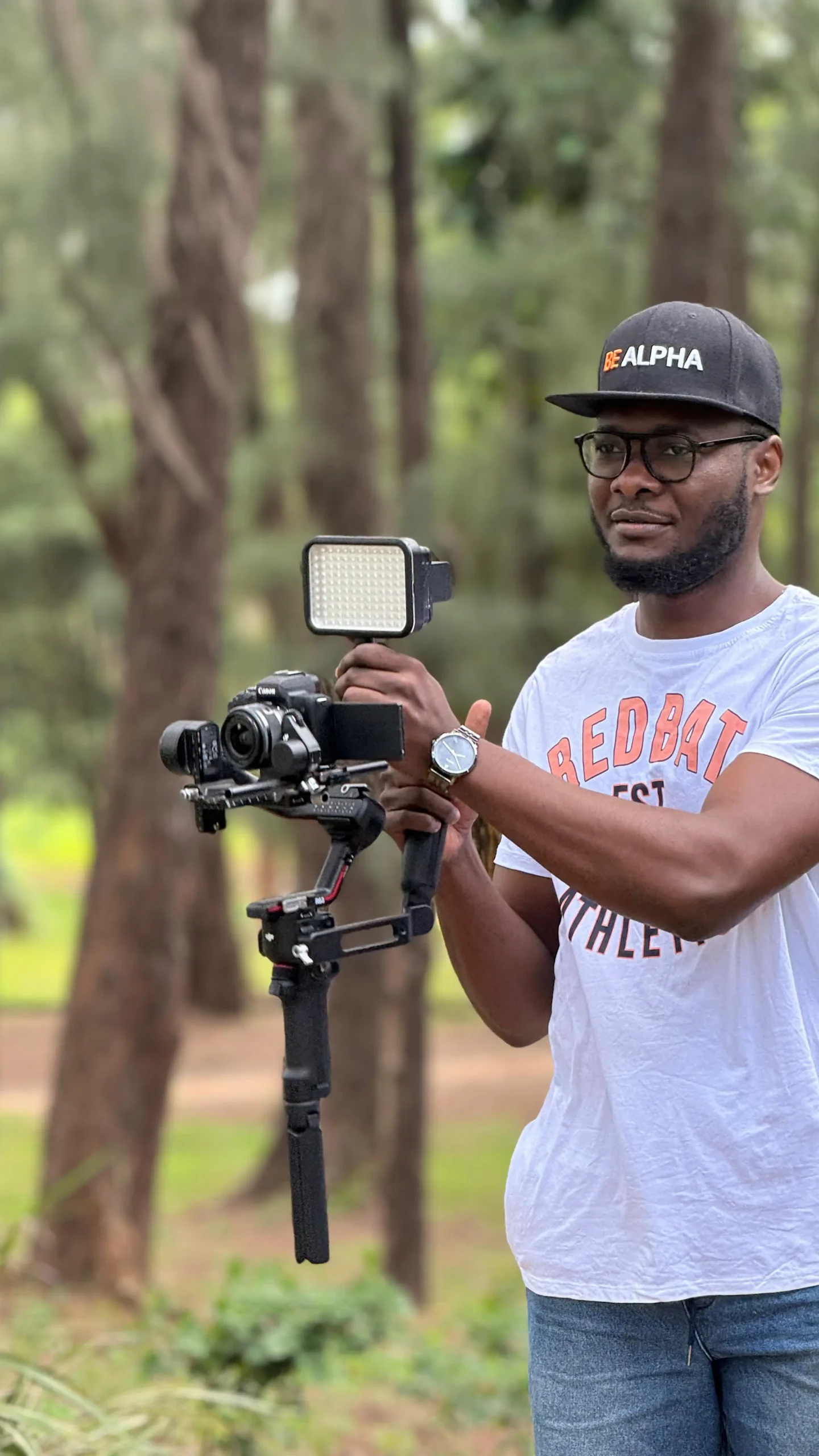 Nelson Nyombe shooting a documentary in Durban, South Africa, 2022