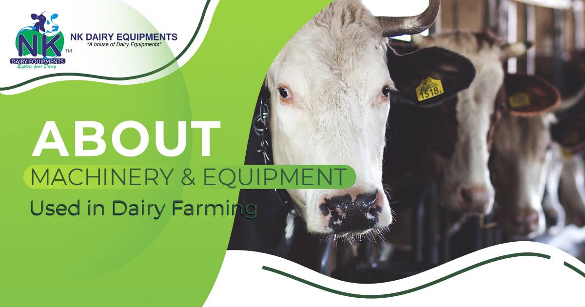 NK Dairy Equipment logo and dairy cows on farm, showcasing dairy farming machinery and equipment.