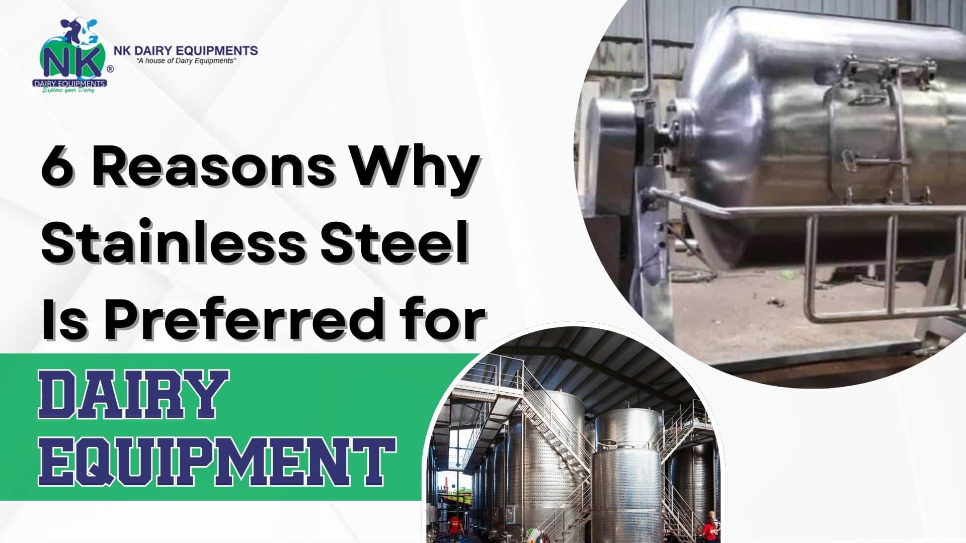 Stainless steel dairy equipment for reliable and hygienic milk processing in dairy farms and plants.