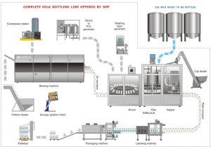 High-capacity milk bottling line for dairy industry automation and processing efficiency.