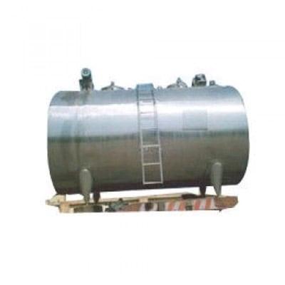 Steel milk storage tank for dairy farms and milk processing plants.
