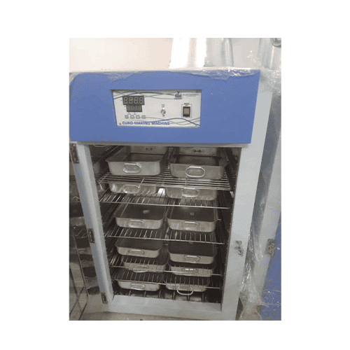Cold storage unit for dairy products, with multiple trays for efficient preservation.