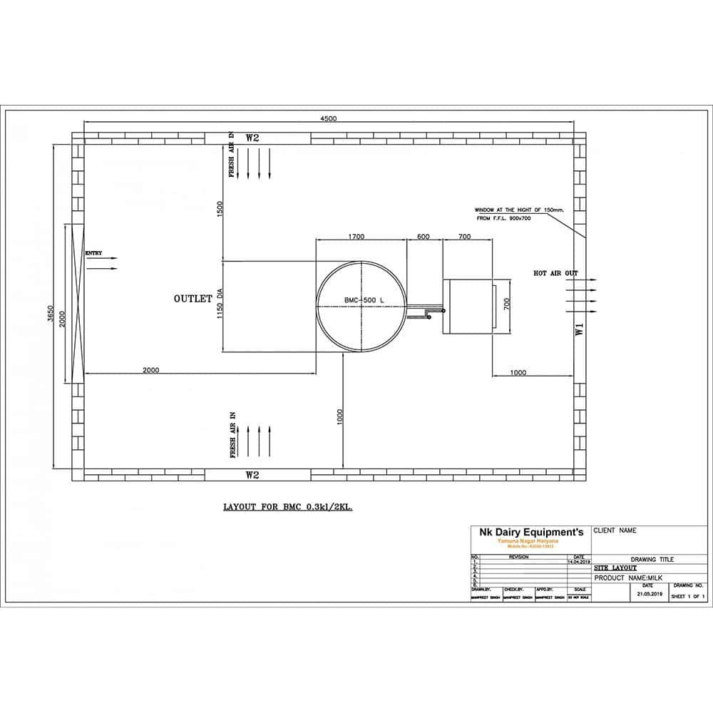 High-capacity dairy processing tank layout design for milk production equipment.