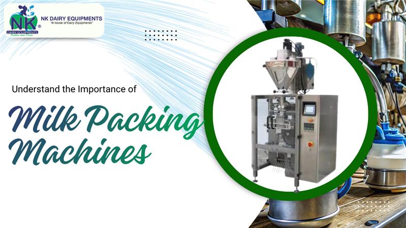 Milk packing machines for dairy industry manufacturing by NK Dairy Equipments.
