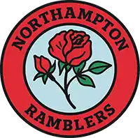 Logo small Northampton Ramblers logo, a red circle with an image of a rose in the middle