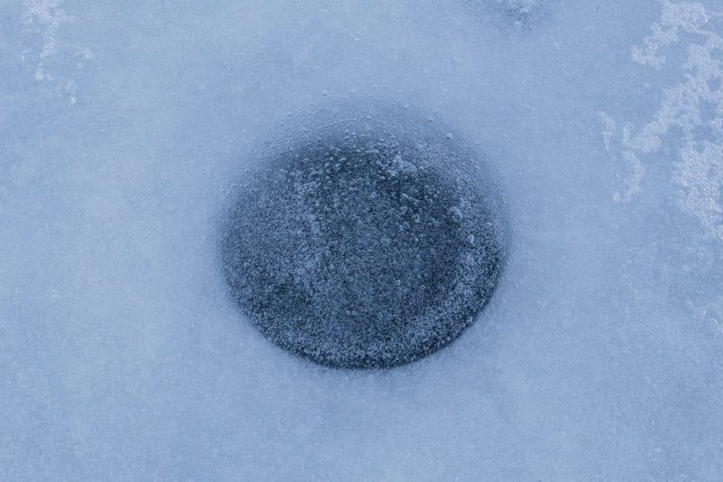 picture of ice fishing hole