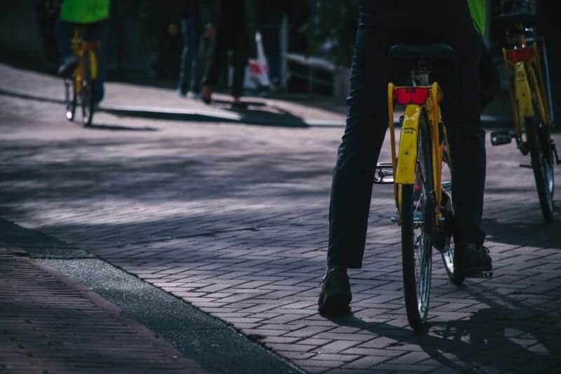 this is a picture of someone biking