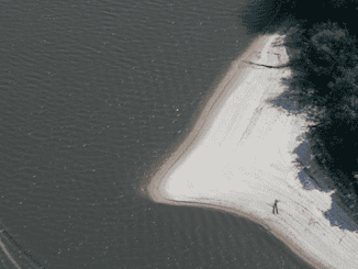Barco navegando em rio com área de preservação ambiental, destacando a importância da conservação de ecossistemas aquáticos.