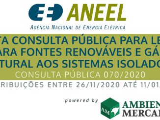 Leilão de fontes renováveis e gás natural promovido pela ANEEL, com consulta pública aberta até 11/01/2021, detalhado na plataforma Ambiental Mercantil.