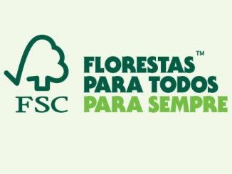 Árvore estilizada com símbolo FSC, destacando o compromisso com florestas sustentáveis e conservação ambiental.