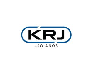 KRJ 20 anos logotipo de empresa no setor ambiental e de reciclagem no Brasil, destaque na gestão sustentável e inovação ambiental.