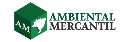 Paisagem urbana sustentável com elementos ambientais, destaque para logotipo do Ambiental Mercantil, promovendo notícias e informações sobre sustentabilidade e meio ambiente.