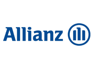 Logotipo da Allianz, seguradora global reconhecida por sua atuação em seguros de vida, saúde e automóveis, destacando confiança e proteção ambiental.