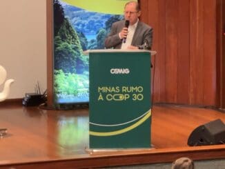 Ministro em palestra no evento Ambiental Mercantil sobre sustentabilidade, conservação ambiental e políticas públicas para preservação da Mata Atlântica, promovido na região de Minas Gerais.