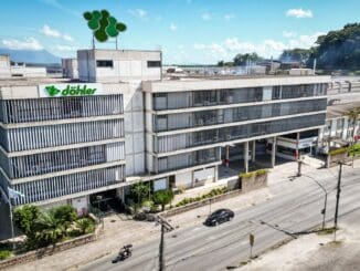 Döhler sede corporativa na cidade, destacando modernidade e sustentabilidade, referência em soluções ambientais e alimentícias.