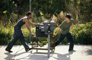 Harry and Tyrone take in some TV.