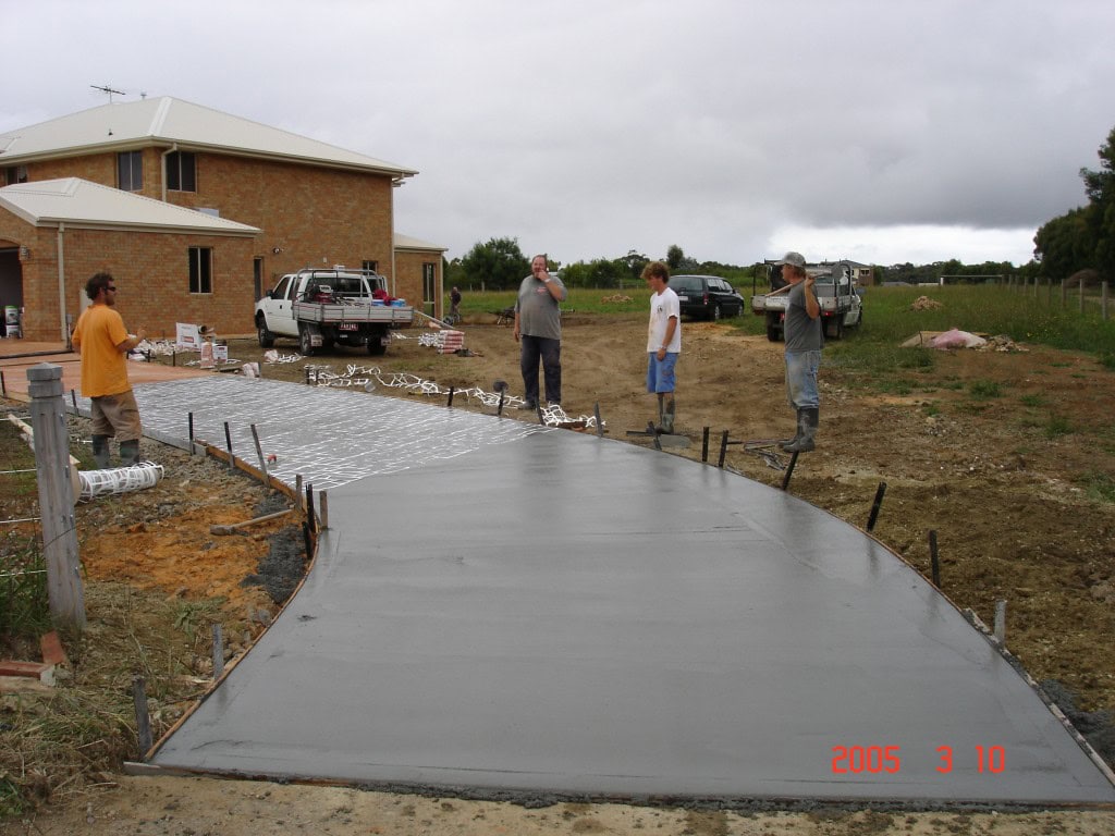 Plain concrete slab prepared for stencil and coloured concrete resurfacing Mornington Peninsula