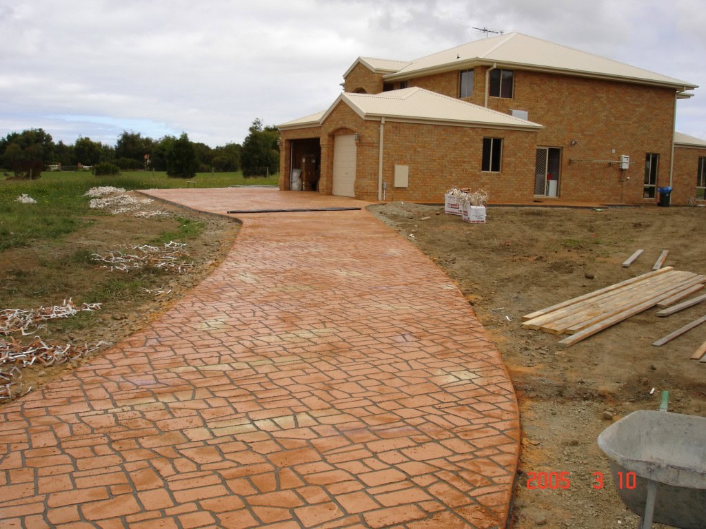 Stencil concrete driveway complated