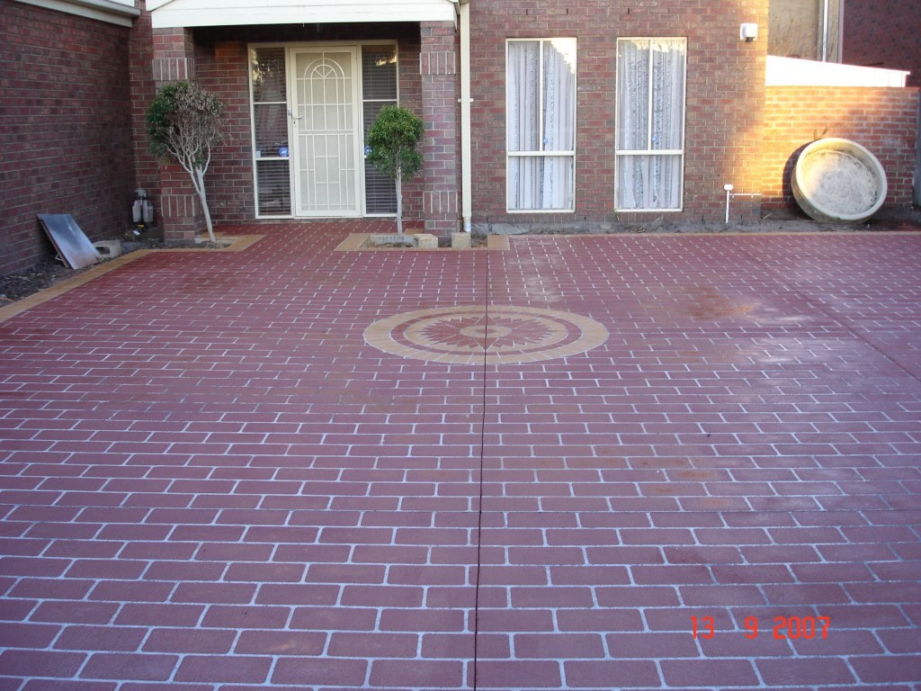Finished stencil concrete resurfacing driveway sealed Melbourne