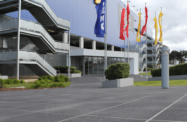 Stencil concrete resurfacing at IKEA Springvale Melbourne commercial project
