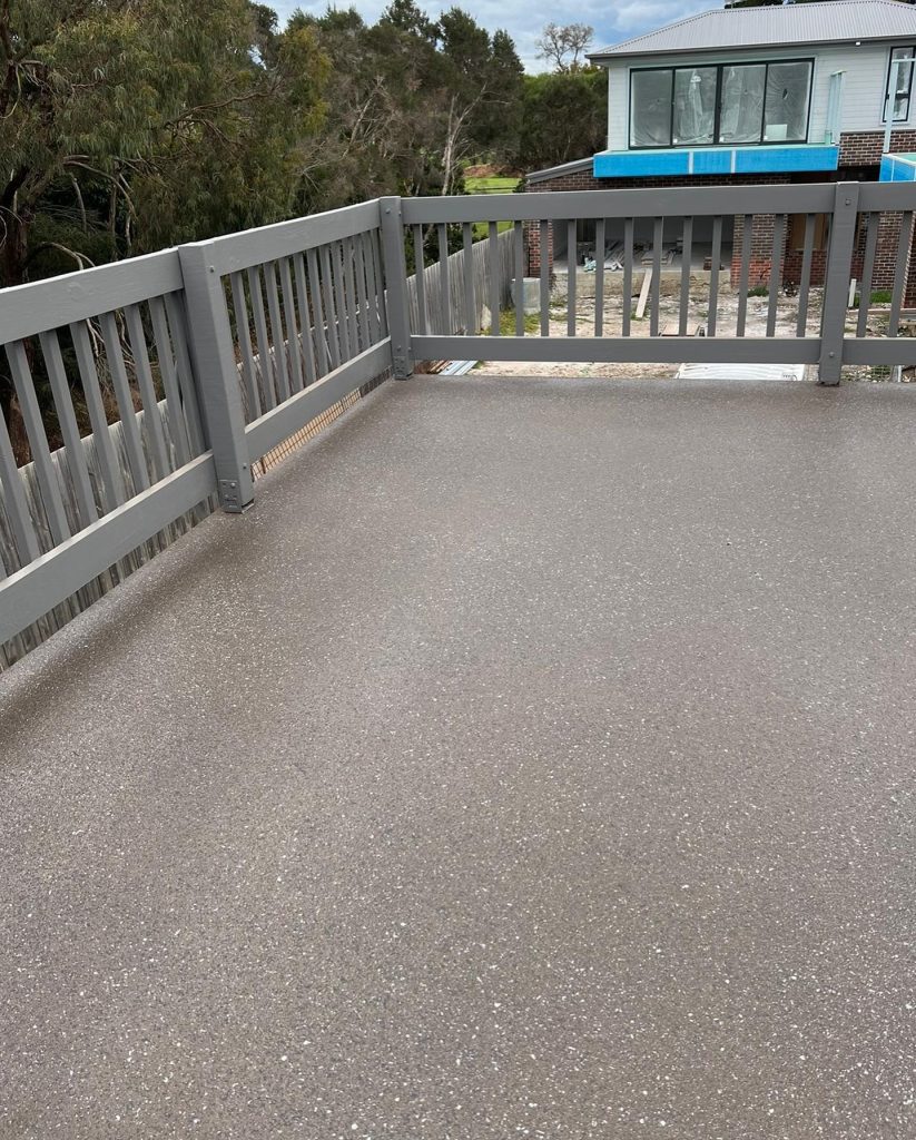 Exposed aggregate concrete resurfacing on balcony in Rosebud Melbourne