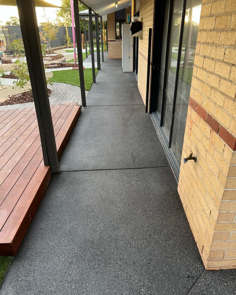 Concrete resurfacing Cranbourne early learning centre finished walkway surface
