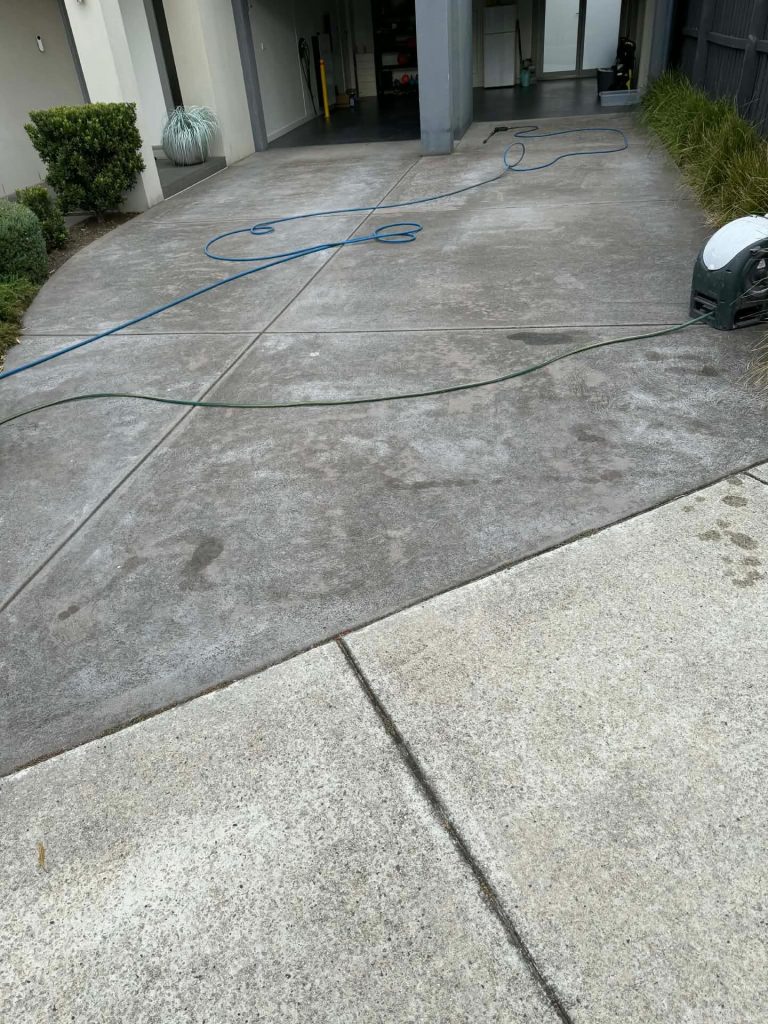 Before photo of concrete driveway in Parkdale before exposed aggregate resurfacing