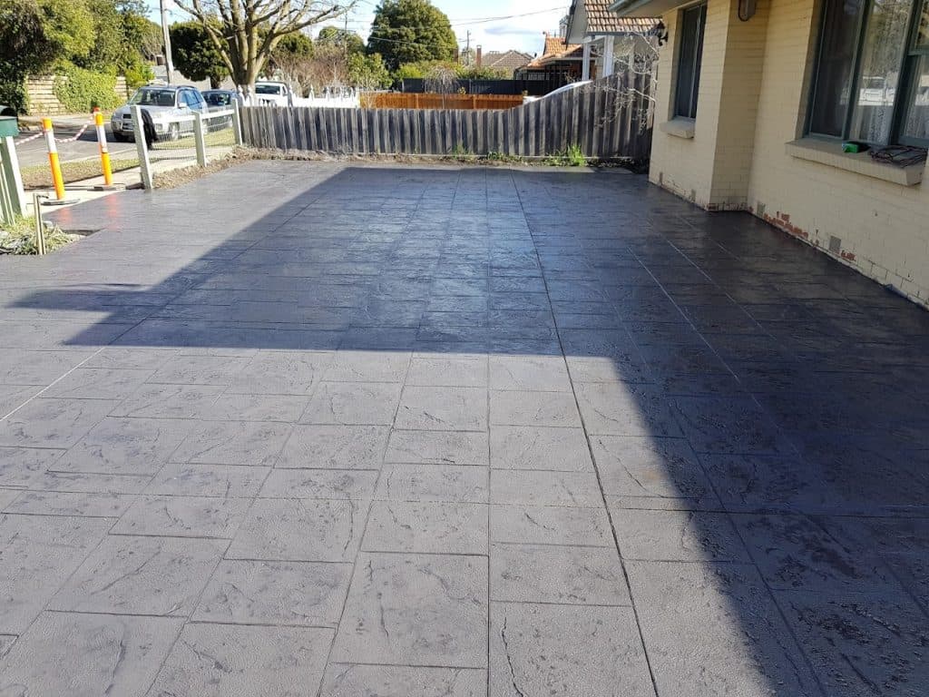 Slate impression concrete driveway Melbourne