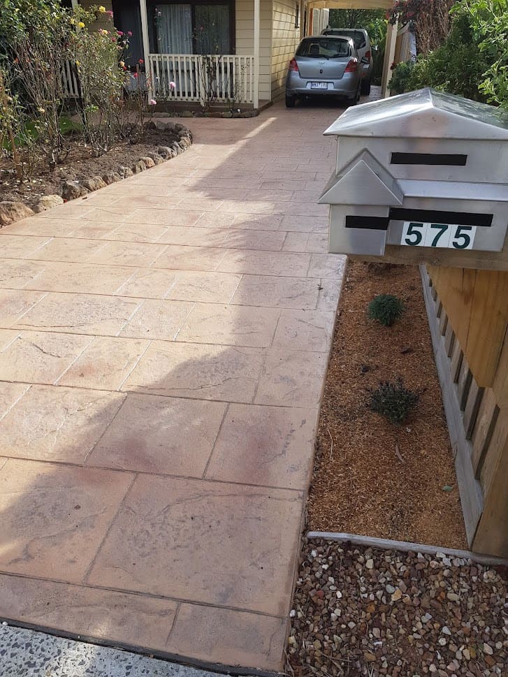 Slate impression concrete driveway Melbourne