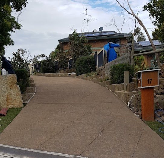 cut stone concrete resurfacing driveway Melbourne finished surface non slip textured concrete