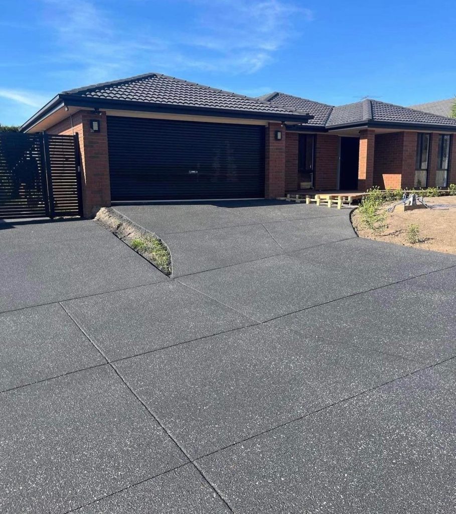 Imitation exposed aggregate concrete resurfacing driveway Mornington Melbourne