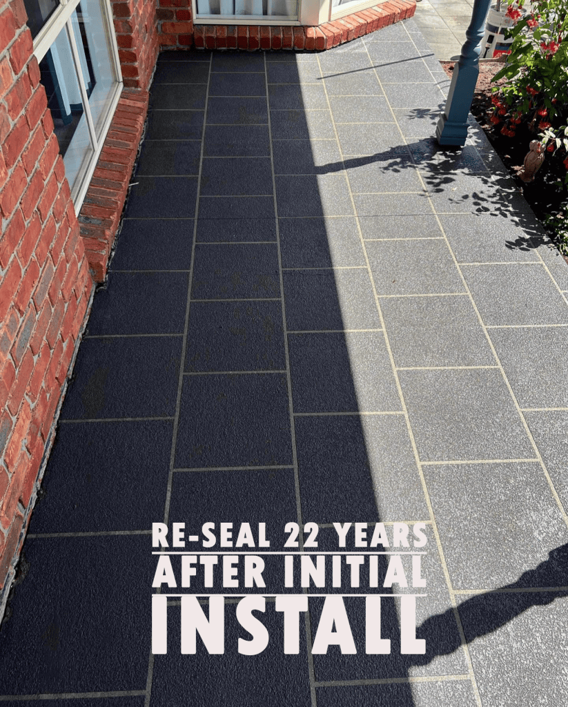 Stencil concrete surface 22 years after installation