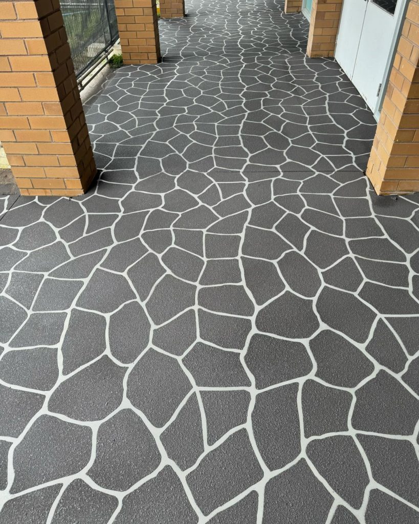 Bushrock stencil concrete resurfacing textured stone look non slip Melbourne driveway patio