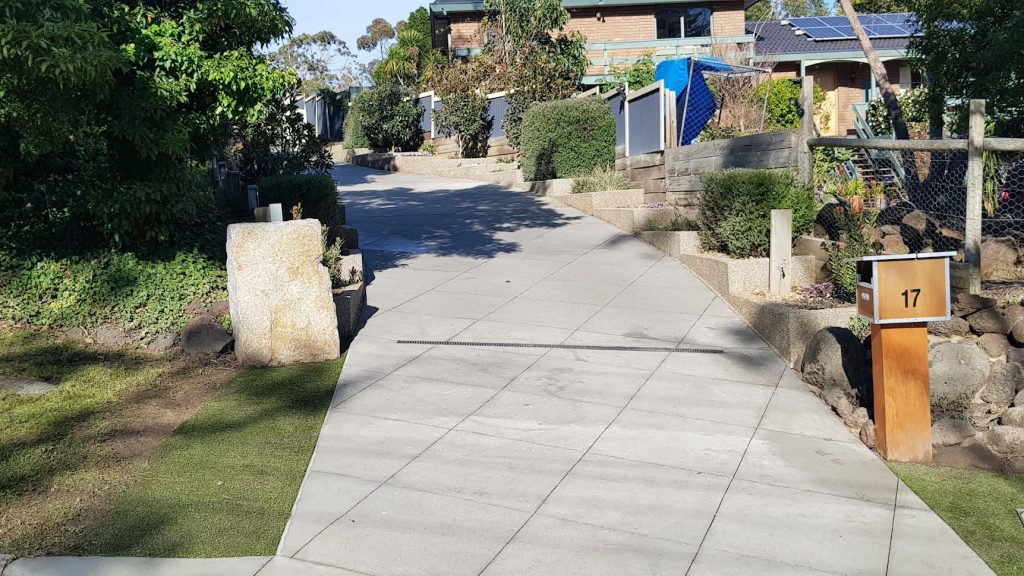 before concrete driveway plain surface Melbourne prior to cut stone resurfacing