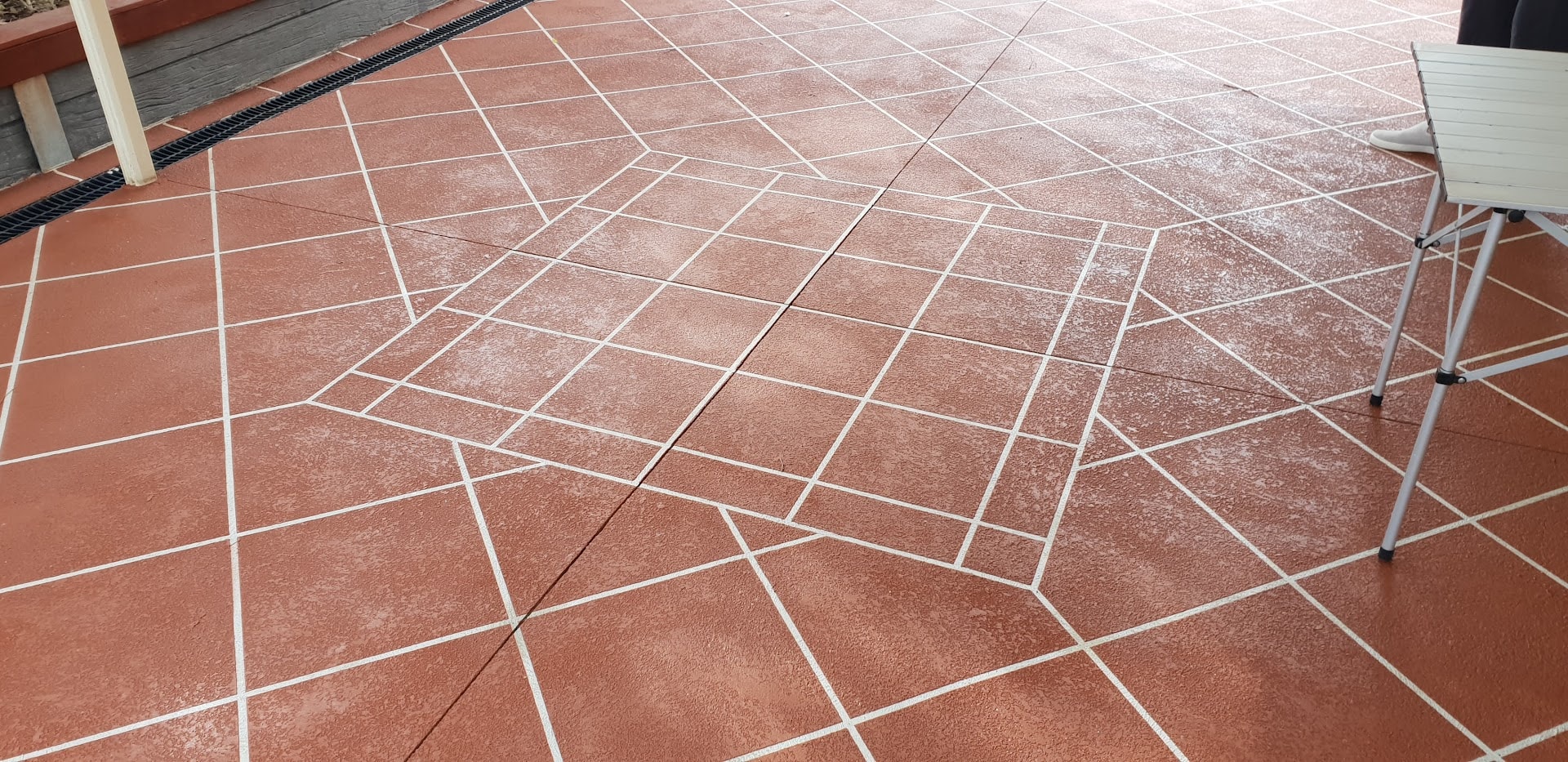 Stencil concrete resurfacing — tile pattern finish