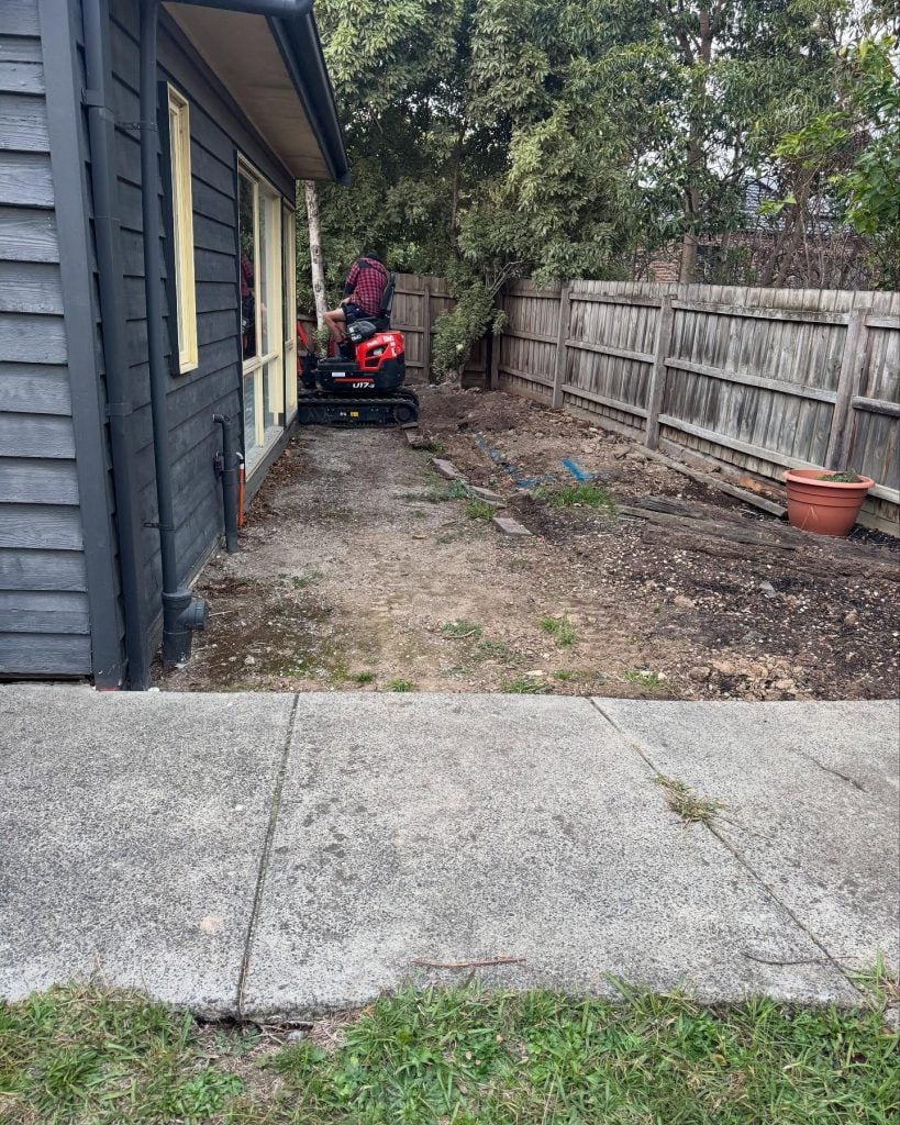 Concrete driveway excavation Melbourne preparing base for new pour