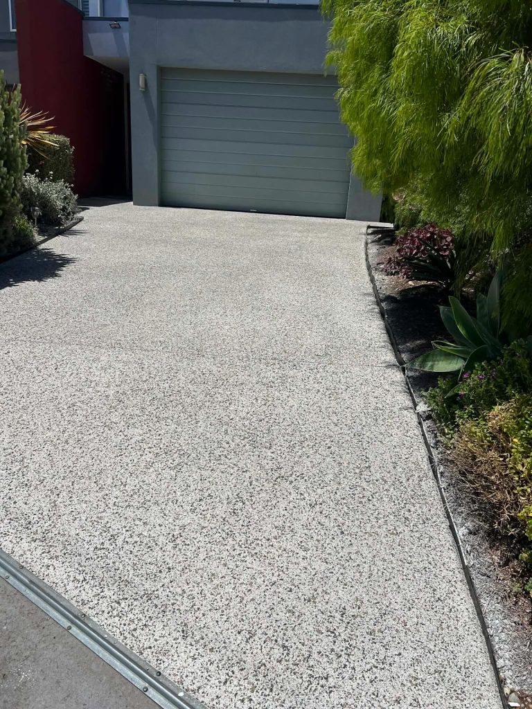 decorative exposed aggregate resurfaced driveway