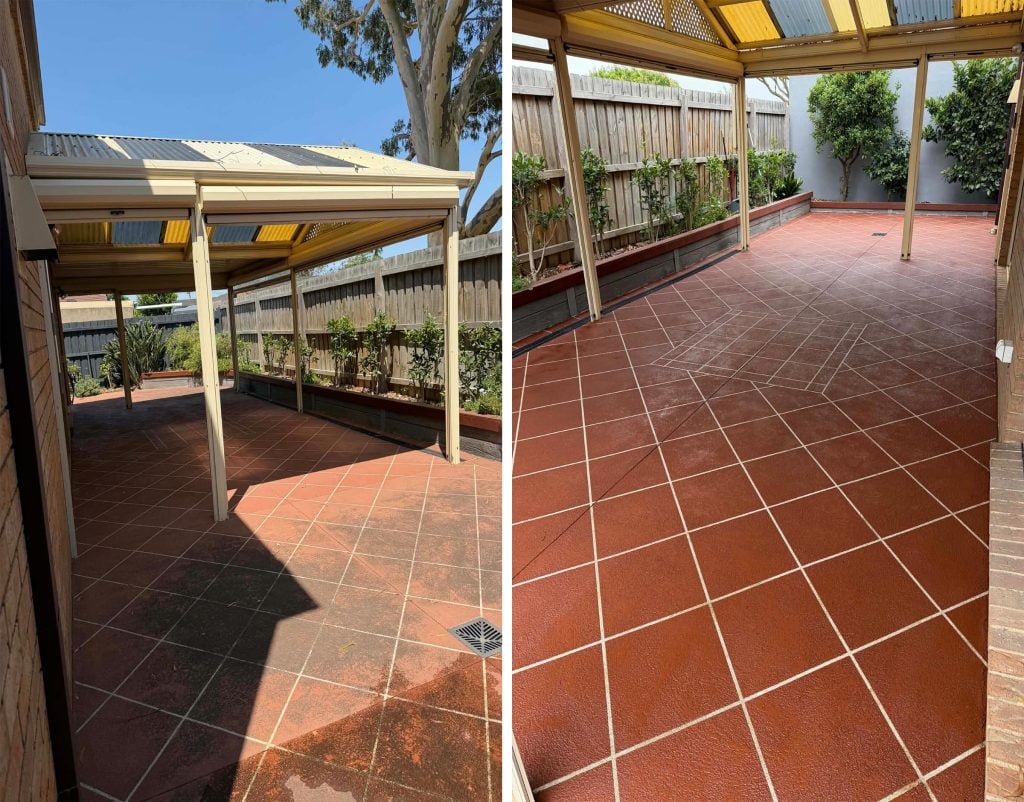 concrete resurfacing entertaining area before and after Melbourne