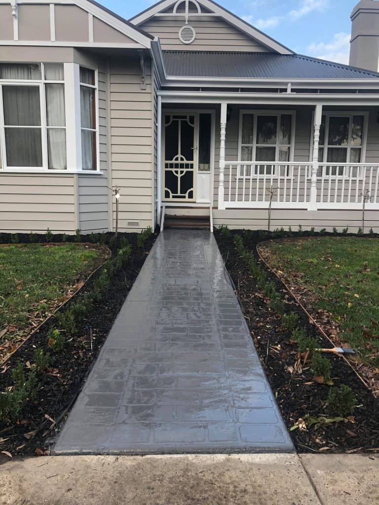Concrete path in Pakenham after cleaning and sealing