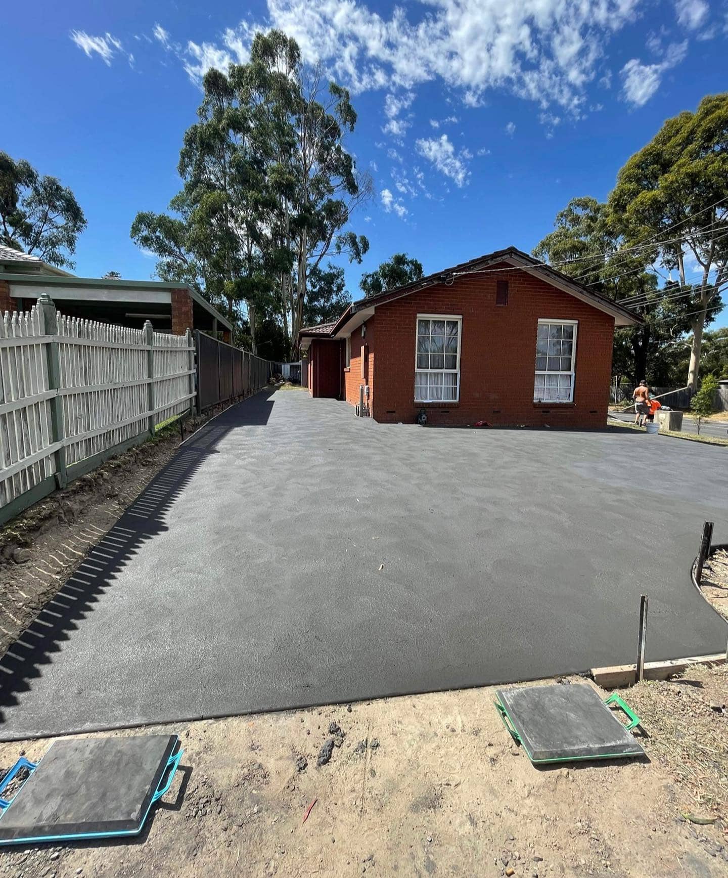 Plain concrete driveway resurfacing
