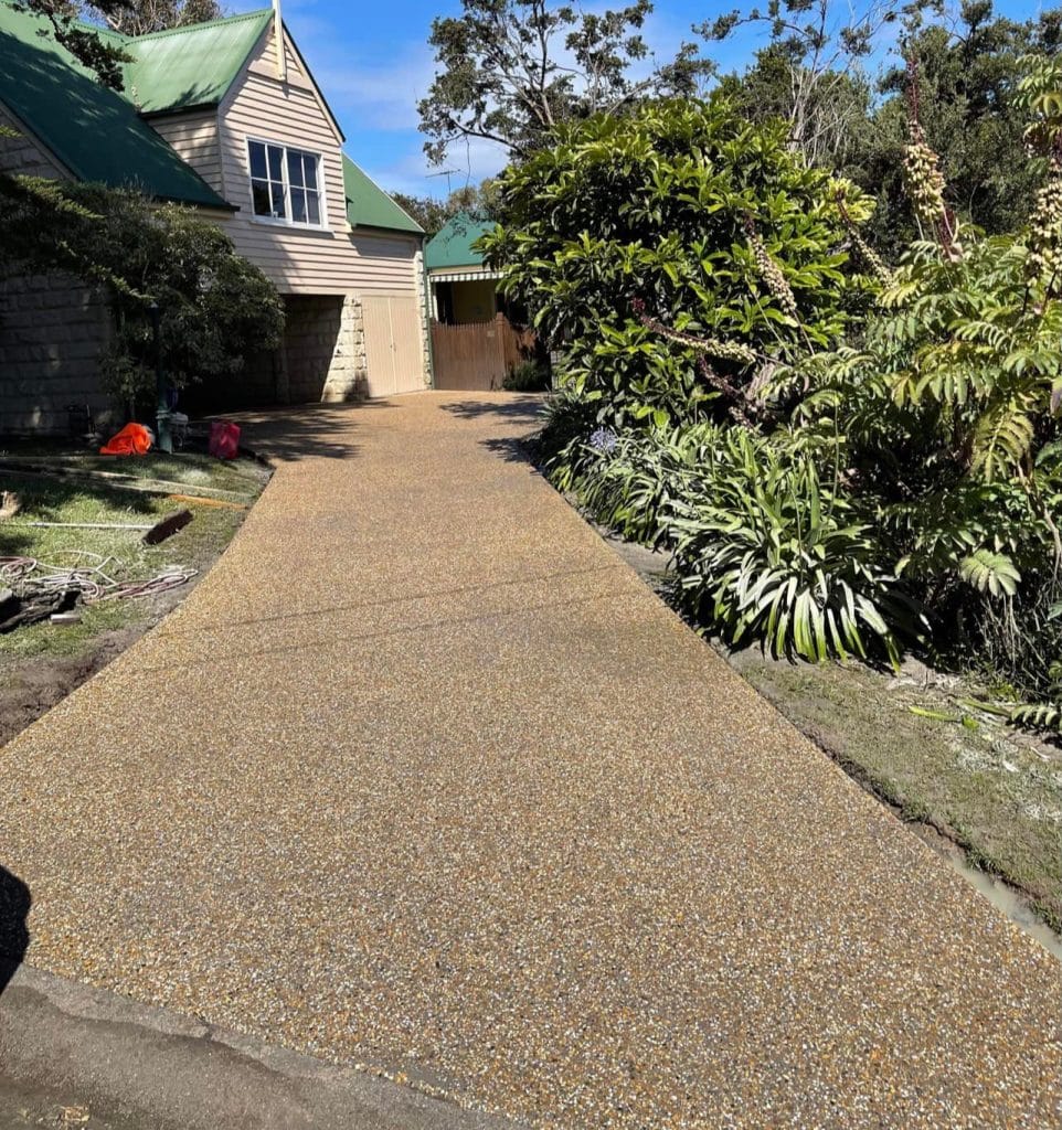 Exposed aggregate concrete driveway in Rosebud