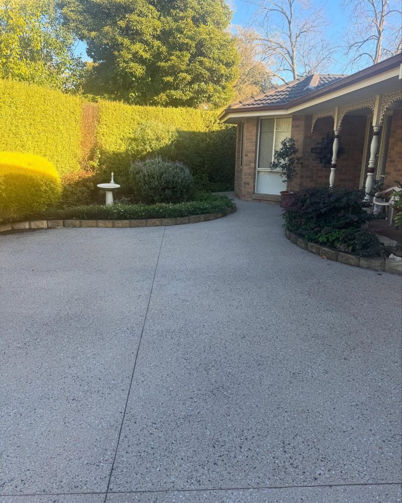 Concrete resurfacing finish over stencil concrete driveway in Mount Evelyn
