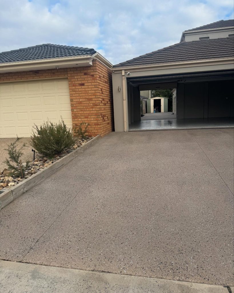 Exposed aggregate concrete driveway after resurfacing Melbourne