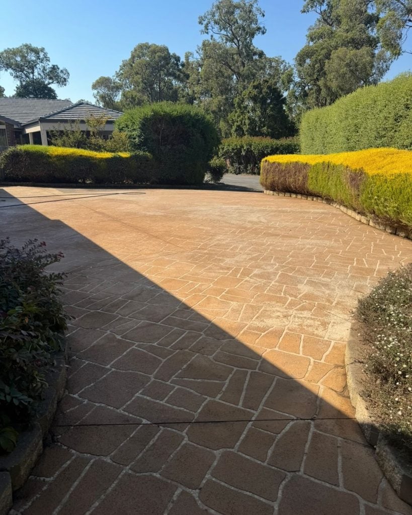 Old stencil concrete driveway prior to concrete resurfacing in Mount Evelyn