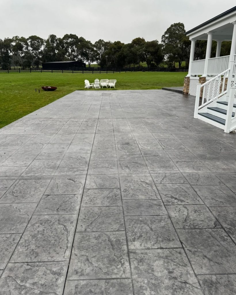 Slate impression concrete resurfacing Melbourne large clean outdoor area with natural finish