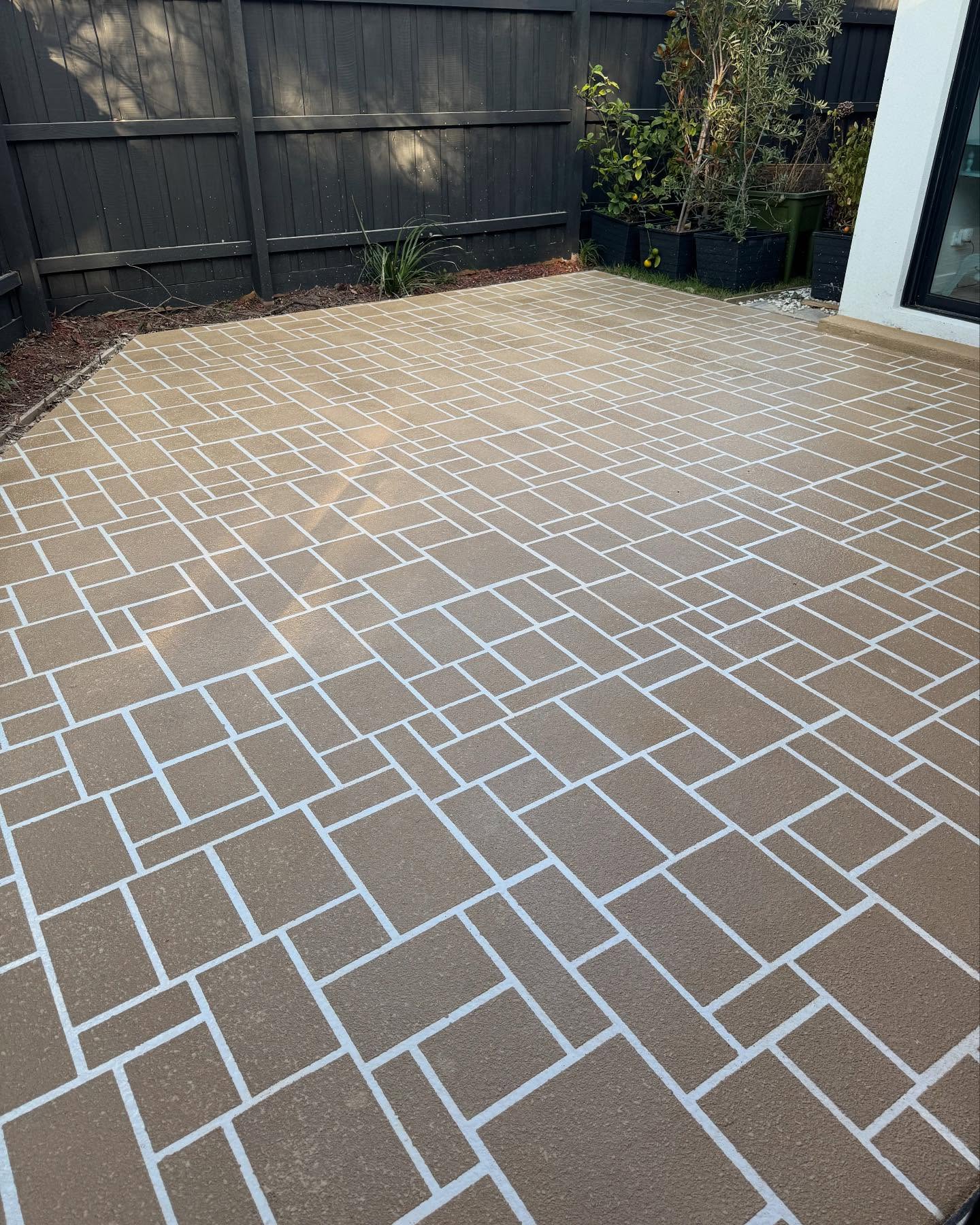 Bushrock stencil concrete resurfacing