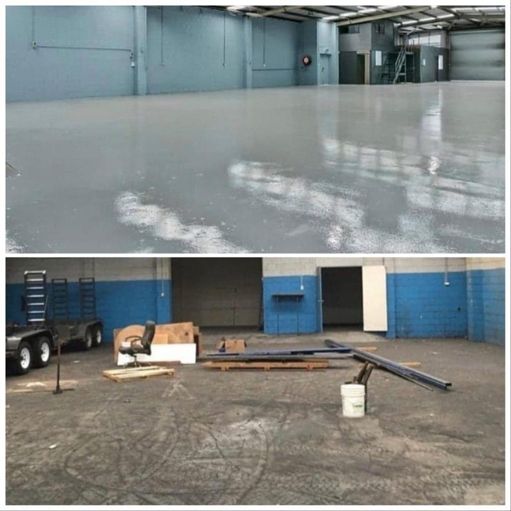 Before and after factory epoxy flooring installation