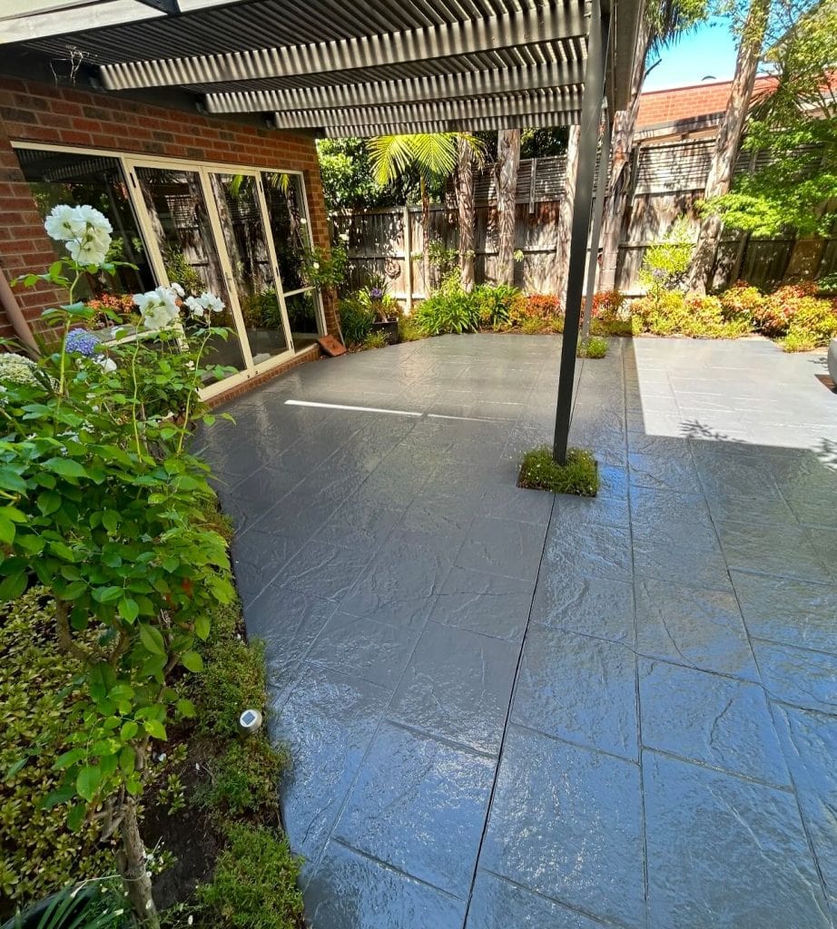 Coloured concrete sealing in Heatherton outdoor patio area