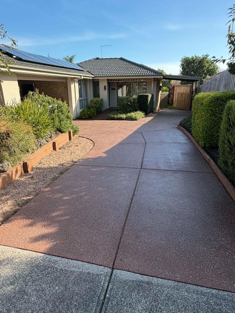Concrete sealing driveway in Berwick Melbourne after pressure cleaning and resealing